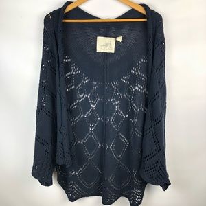 Anthropologie Angel of the North Navy Cardigan